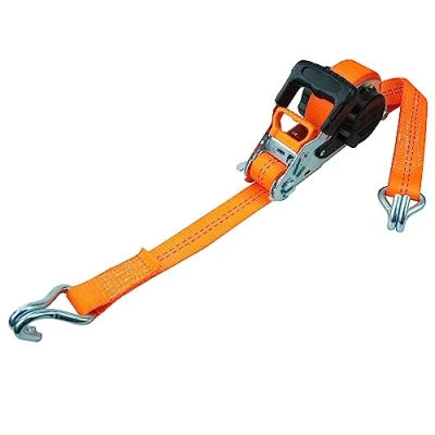 Abbildung von PETEX Automatik Ratschenspanngurt, selbstaufrollend, 1 teilig, 5 m x 35 mm, 1.000/2.000 daN, bis 2000 kg, orange, Doppelspitzhaken