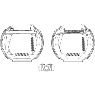 Abbildung von TEXTAR Shoe Kit Pro 84018200 Bremsensatz, Trommelbremse mit Radbremszylinder, Stellelement VOLKSWAGEN: GOLF 2, 1 Cabriolet, Scirocco II
