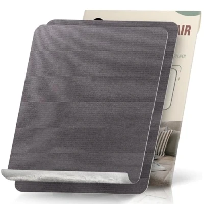 Abbildung von Flicken Selbstklebend Stoff, 23 x 28 cm 2 Stück Leinwand Stoff Selbstklebend, Dunkelgrau, Wasserdichtes für Sofa Zelt Möbel Autositz Liege