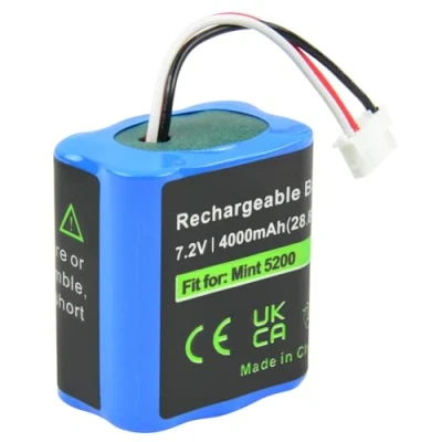 Abbildung von iPrize 7.2V 4000 mAh NI MH Ersatzakku für iRobot Braava 380T 380 390T 390, Mint Plus 5200 5200B 5200C Staubsauger