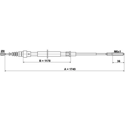 Abbildung von ATE 24.3727 0126.2 Handbremsseil 1749 VOLKSWAGEN: Passat B3/B4 Variant, Limousine