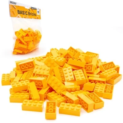 Abbildung von Lego Steine Classic, Hellorange (Orange), 2x4 Bausteine, 100 Stück Einzelteile Starterset oder Erweiterung für Legosteine Box und Platte Basic Bricks (3001)