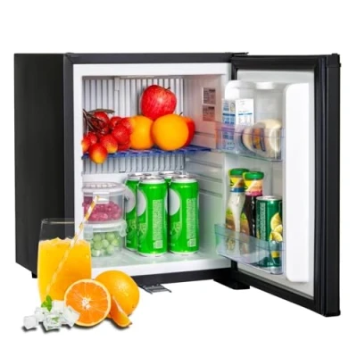 Abbildung von Smad 30L Camping Kühlschrank 12v 230v, Leiser Wohnmobil Absorber für wohnwagen, Auto, LKW, Büro, Camper, 0 10 C, mit Schloss, Wendetür, Schwarz