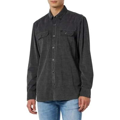 Abbildung von camel active Herren Langarmhemd aus gebrochenem Kord Schwarz Menswear S