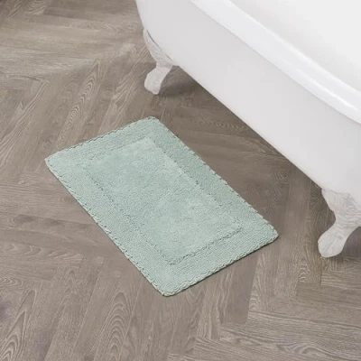Abbildung von Laura Ashley Badteppich aus Baumwolle, Rüschen, 43,2 x 61 cm, Aqua
