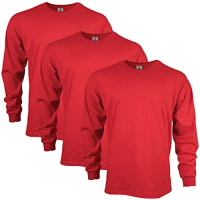 Abbildung von Gildan Unisex Langärmliges T shirt aus Ultra baumwolle, Stil G2400 Shirt, Rot (10er pack), XL