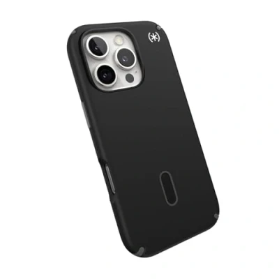 Abbildung von Speck Schwarze iPhone 16 Pro Hülle MagSafe und ClickLock Slim Phone Case Handyhülle Presidio2 Schwarz/Slate