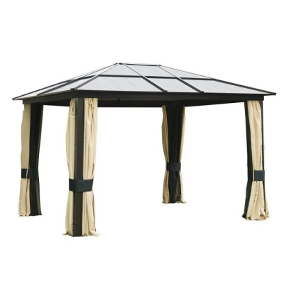 Abbildung von Outsunny Pavillon Gartenzelt mit lichtdurchlässigem Dach, Hochwertiges pulverbeschichtetes Alugestell Gartenpavillon Alu