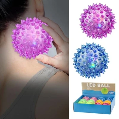 Abbildung von CEPEWA Massageball LED 12er Set 6 Farben Ø5,5cm Gummi blinkender Noppenball
