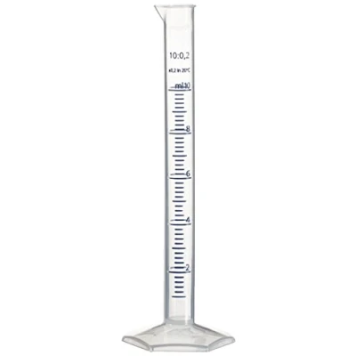 Abbildung von Brand Polypropylen Messzylinder, Hohe Form, Sechskantfuß, Transparent, 145mm Höhe, 10mL Kapazität