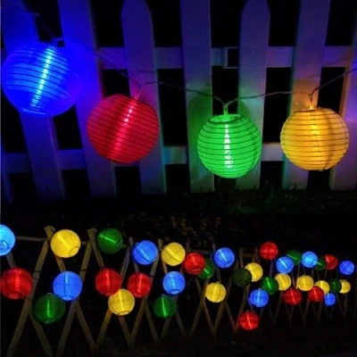 Abbildung von Bawoo Solar Lichterkette Laterne Außen 6 Meter 30 LED Lampion Bunt 2 Modi Wasserdicht Solarbetrieben Beleuchtung für Garten Terrasse Hof usw.
