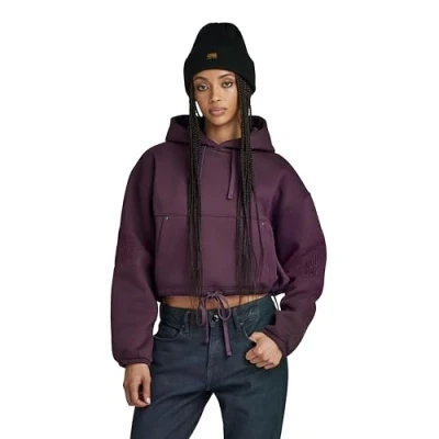Abbildung von G STAR RAW Damen Sleeve Graphic Cropped Loose Hoodie, Purpur (lt maze D23888 D425 8880), S
