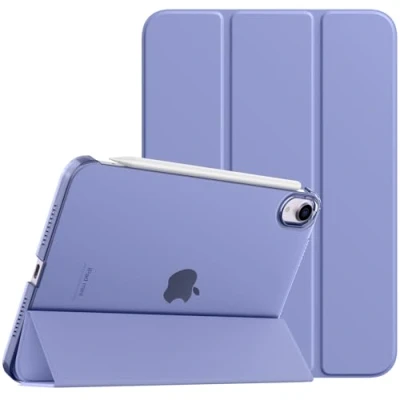 Abbildung von TiMOVO Hülle Kompatibel mit Neu iPad Mini 6. Generation, 6 Hülle(8.3 Zoll, 2021), Transluzenter PC Rückendeckel Faltbar Magnetisch Auto Schlaf/Wach Unterstützt Touch ID, Lavendel