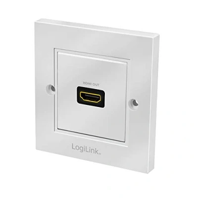 Abbildung von LogiLink AH0017 HDMI Wanddose mit 1x High Speed with Ethernet Kupplung (aussen Buchse/innen Buchse) in weiß