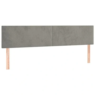 Abbildung von vidaXL LED Kopfteil, Bettkopfteil mit Holzbeinen, Höhenverstellbar Polsterkopfteil für Bett, Betthaupt Bettzubehör Schlafzimmer, Hellgrau 180x5x78/88cm Samt