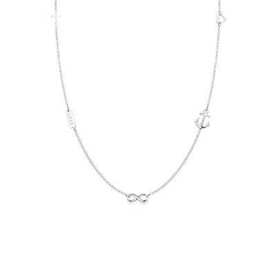 Abbildung von Elli Kette mit Anhänger Kreuz Herz Infinity Anker Stern Symbole 925 Silber,