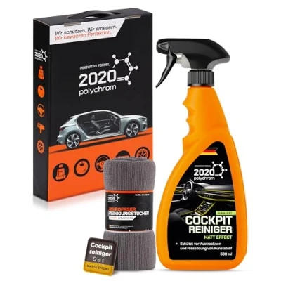 Abbildung von 2020 Polychrom Cockpitpflege Auto pH neutraler Cockpit Reiniger Matt Kunststoffreiniger mit Mikrofaser Innenraumreiniger, Cockpitspray für Armaturenbrett