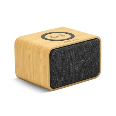 Abbildung von Mooov 477352 Tragbarer Bluetooth Lautsprecher Bamboo mit Induktionsladegerät für Smartphone