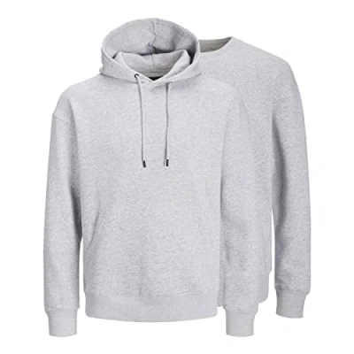 Abbildung von JACK &amp; JONES Herren Jjebradley Mix 2pk Mp Sweatshirt, Light Grey Melange/Pack:Hood+Crew, M EU