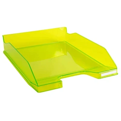 Abbildung von Exacompta 113235D Premium Briefablage Combo Midi DIN A4. Idealer Briefkorb für Ihre Organisation. Robuster und stapelbarer Ablagekorb lemongrün transparent glänzend