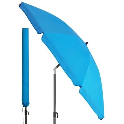 Abbildung von 4smile Strandschirm SunnyJoy, Ø 180 cm Blau UPF 50+ Sonnenschirm Strand, Balkon windfest stabil, Schirm mit Hülle, Gartenschirm
