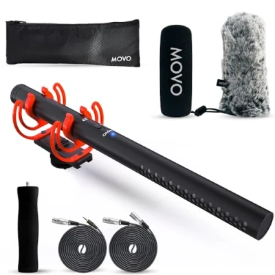 Abbildung von Movo X3 II XLR Schrotflintenmikrofon für Kamera, Supernieren Kondensator DSLR, Content Erstellung, Video und Filmemachen, gerichtetes Galgenmikrofon mit Rycote Shockmount,