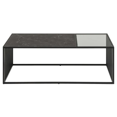 Abbildung von ACTONA GROUP Couchtisch &quot;Strington&quot;, schwarzer Marmoroptik, gehärtetes Glas, Metalllamellen, in 2 Größen lieferbar
