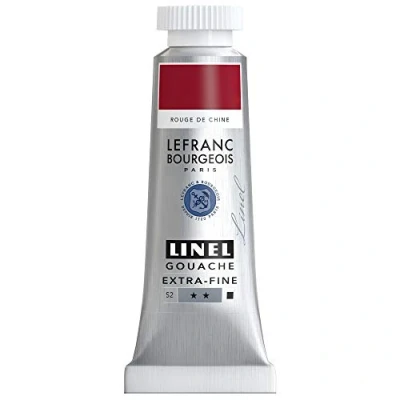 Abbildung von Lefranc &amp; Bourgeois 301175 Linel Gouache extrafeine und geschmeidige Wasserfarben mit maximaler Farbintensität, Leuchtkraft für streifenfreien Auftrag, 14ml Tube Chinesischrot