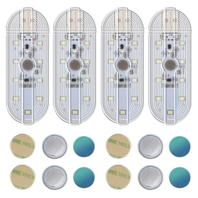 Abbildung von 4 Stück Auto LED Innenbeleuchtung,Magnetisch USB Touch Licht RGB Einstellbar Innenraum Ambientebeleuchtung für Wiederaufladbaren Mobilen Zubehör Nachtlicht Neu 2024Weißes