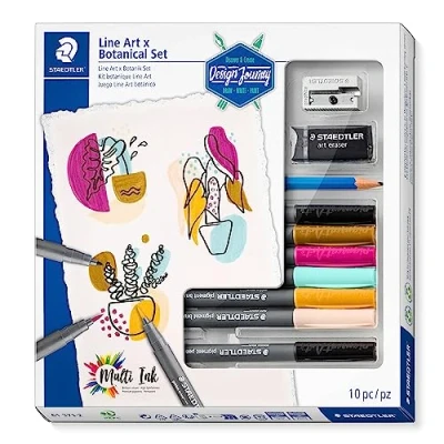 Abbildung von Design journey line art and botanical set