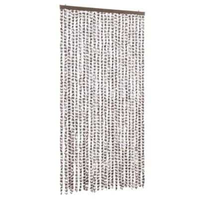 Abbildung von vidaXL Insektenschutz Vorhang Flauschvorhang Plüschvorhang Türvorhang Fadenvorhang Fliegenschutz Wohnwagen Camping Taupe Weiß 100x220cm Chenille