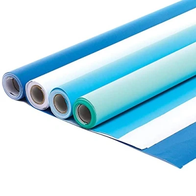 Abbildung von Baker Ross FX358 Plakatrollen Multipack &quot;Winter&quot; Packung mit 4 Rollen, Blau, Weiß, Schulbedarf, Präsentationspapier für das Klassenzimmer, Hintergrundpapier