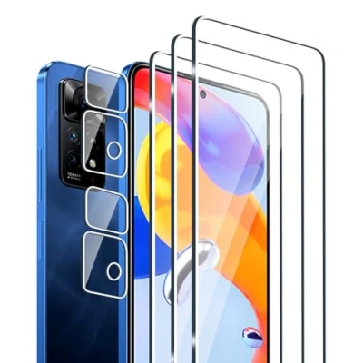 Abbildung von Fyqzio [3+2 Stück Gehärtetes Glas Schutzfolie kompatibel mit Xiaomi Redmi Note 11 Pro 4G/5G und Kamera,Keine Blasen,9H Härte,Anti Scratch,HD Displayschutz fur