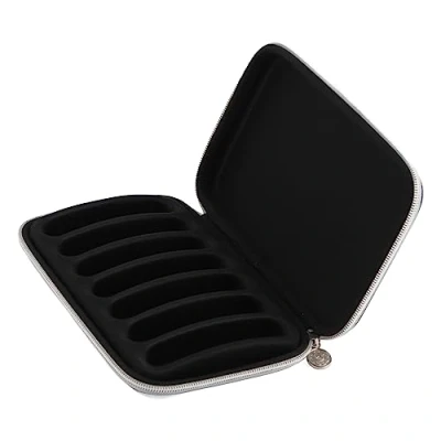 Abbildung von Mundharmonika Tasche, PU Leder Black Harmonica Reißverschluss Tragetasche Aufbewahrung für 7 Harmonicas Musikinstrumentenzubehör