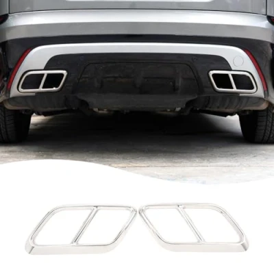Abbildung von Auto Außenauspuffschalldämpferabdeckung Heckstoßstange Zylinder Auspuffrohr Dekoration Abdeckung für Land Rover Range Velar 2017 2018 2019