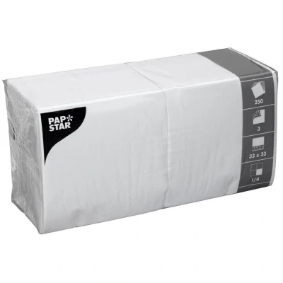 Abbildung von PAPSTAR Papierserviette 250 weiße Servietten 3 lagig 33x33cm