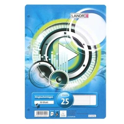 Abbildung von 10 x Landre Ringbucheinlagen A4 50 Blatt 70 g/qm 4 fach gelocht Lineat