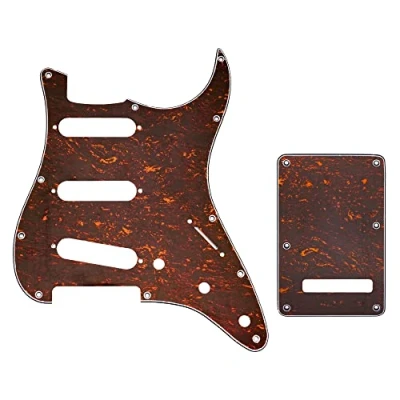 Abbildung von Musiclily SSS Strat Schlagbrett Pickguard und Tremoloabdeckung Back Plate Set für Fender American/Mexican Standard Stratocaster Modern Style E Gitarre,4 lagig Red Tortoise