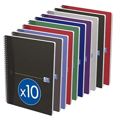 Abbildung von Oxford Office Essentials Übungsbuch, spiralgebunden 10 x 100 Seiten 90 g, Farben sortiert, A4 (21x29,7cm)