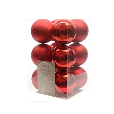 Abbildung von 12 rote Weihnachtskugeln 60 mm KSD