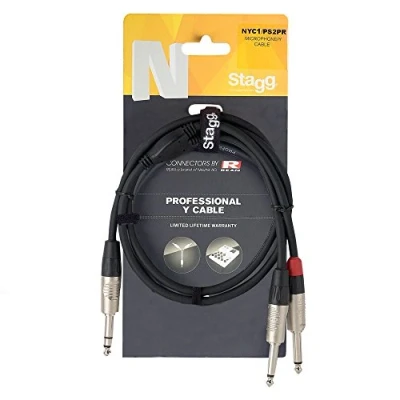Abbildung von Stagg 25019336 Y Kabel (1m, 2x Klinke Stecker Mono 6,3mm)