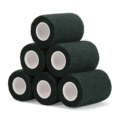 Abbildung von Haftbandage Verband Selbstklebender 7,5cm x 4,5m, 6 Rollen Fixierbinde Selbsthaftend Kohäsive Bandage für Erste Hilfe Dog Tierarztwickelband Sport Elastische Binde Handgelenk, Füße (Dunkelgrün)