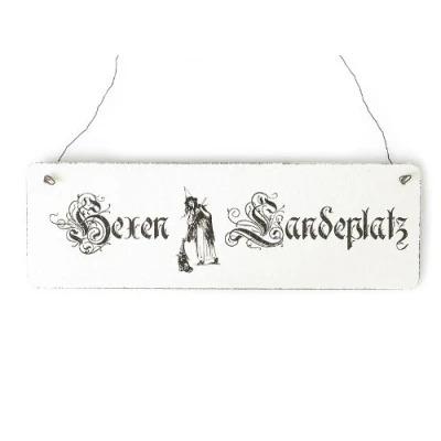 Abbildung von Interluxe Shabby Vintage Schild Türschild HEXENLANDEPLATZ Halloween Dekoration Gothic Hexe