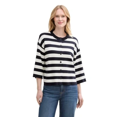 Abbildung von TOM Tailor Striped Cardigan Strickjacke navy/offwhite, Damen, Größe: Small, Navy/offwhite