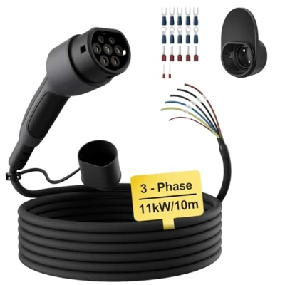 Abbildung von dé Typ 2 Ladekabel offenes Ende 11kW [3 Phasen 15m 16A] Freiem Kabelende für Wallbox/Ladestation Ersatzkabel