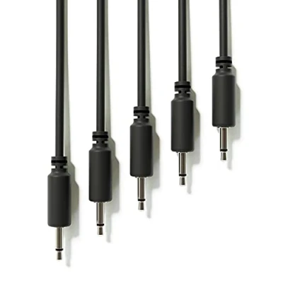 Abbildung von ExcelValley 5 Pack Mono Modular Patchkabel TS 3,5mm 1/8&quot; Eurorack Synthesizer [Schwarz 20 cm 7,87&quot;]
