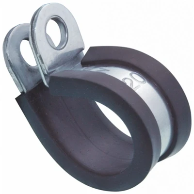 Abbildung von Halteschelle DIN 3016 mit Gummieinlage 20 mm Bandbreite 15 Edelstahl 304 (A2) / Gummi