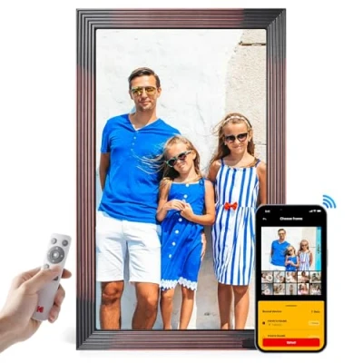 Abbildung von KODAK Digitaler Bilderrahmen 21.5 Zoll, WLAN Digitale Groß mit 32GB Speicher, FHD Hölz Elektrischer App, Fernfreigabe von Fotos und Videos, Bewegungssensor Auto Rotation