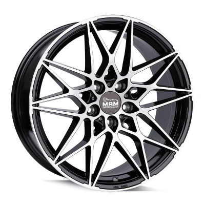 Abbildung von MAM 5 loch 19Zoll 112mm Alufelge B2 Schwarz frontpoliert MAMB28519511245BFP Felge