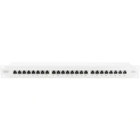Abbildung von DIGITUS Patchpanel 19 Zoll Cat 6A 24 Port RJ45 Geschirmt LSA Patch Feld Rack Montage 1HE Grau